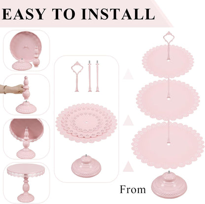 Set of 9 Cake Stands Metal Cupcake Stand Set Multiple Styles Candy Fruit Display Tower Dessert Plate Cake Serving Tray for Birthday Party Wedding Anniversary Baby Shower Engagement (Gold)