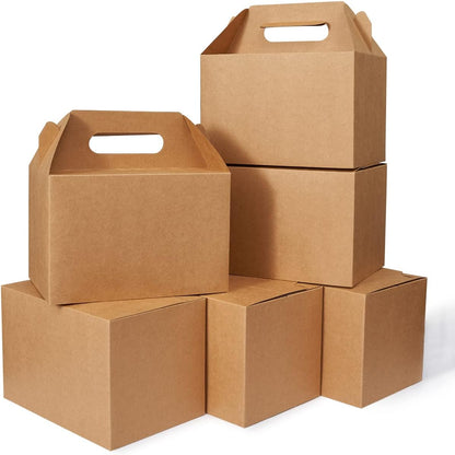 Happyhiram 30 CT Large Welcome Boxes with Handles White, 9x6x6 Gable Gift Easter Boxes Cardboard Paper Party Favor Boxes Barn Style Carry Out Box Recyclable Paper Gift Packaging Boxes for Food Box Lunch Cookies Donuts Baby Shower Bridal Shower Wedding