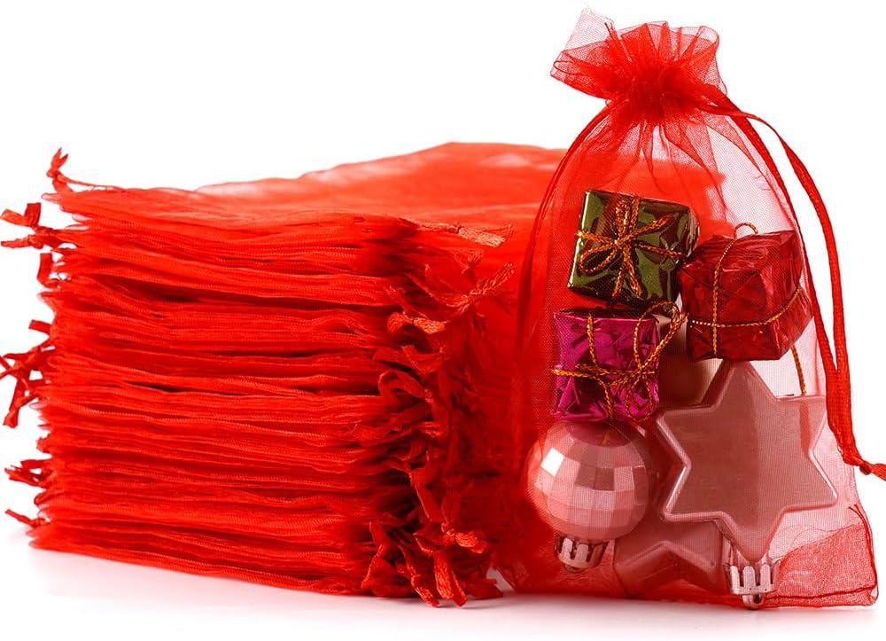 Meowoo 100PCS Organza Bags, 3x4in Small Mesh Bags Drawstring for Jewelry, Candy, Christmas, Sachets, Festivals, Bathroom Soaps, Makeup Organza, Wrapping Supplies(mixedcolor)