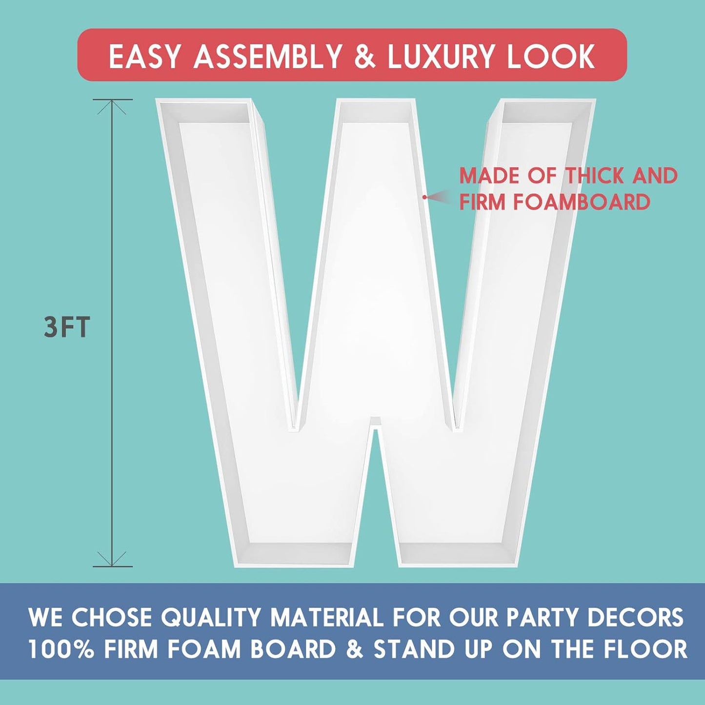 JW Passion - Premium Quality Made 3FT Tall Mosaic Balloon Frame Big Marquee Light Up Letters DIY Kit for Birthday Party Wedding Backdrop Decor Letter A Pre-Cut Foam Board