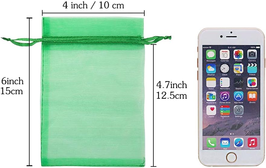 HRX Package 100pcs White Organza Bags, 4x6 inch Mesh Bags Drawstring Gift Bags Jewelry Pouches for Candy Wedding Favors Christmas