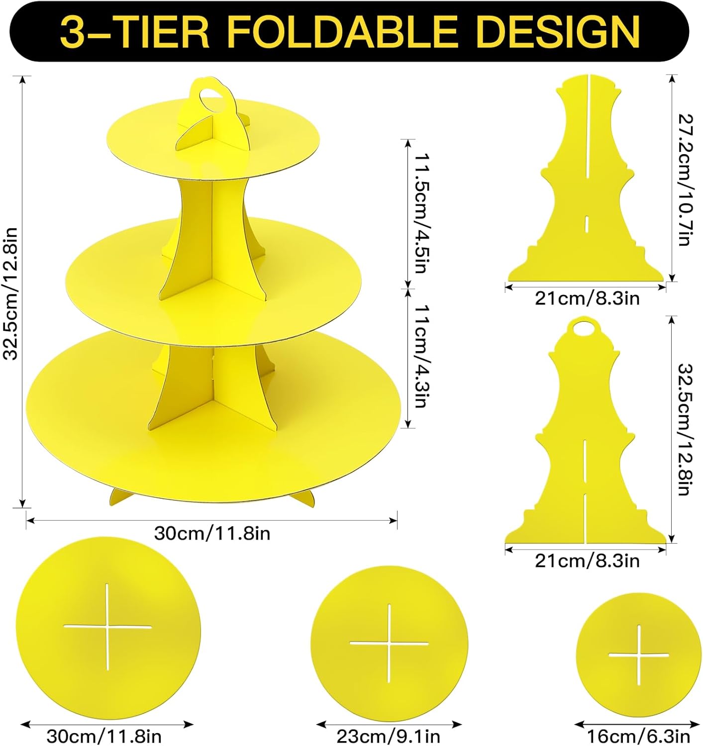Soleebee 3-Tier Round Cupcake Stand, Cardboard Cupcake Tower, Dessert Cup Cake Stand Tower for Birthday Wedding Party Decoration, Cupcake Tier Stand 1 Set (Hot Pink)