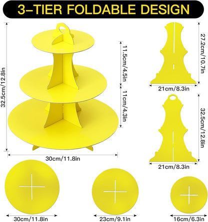 Soleebee 3-Tier Round Cupcake Stand, Cardboard Cupcake Tower, Dessert Cup Cake Stand Tower for Birthday Wedding Party Decoration, Cupcake Tier Stand 1 Set (Hot Pink)