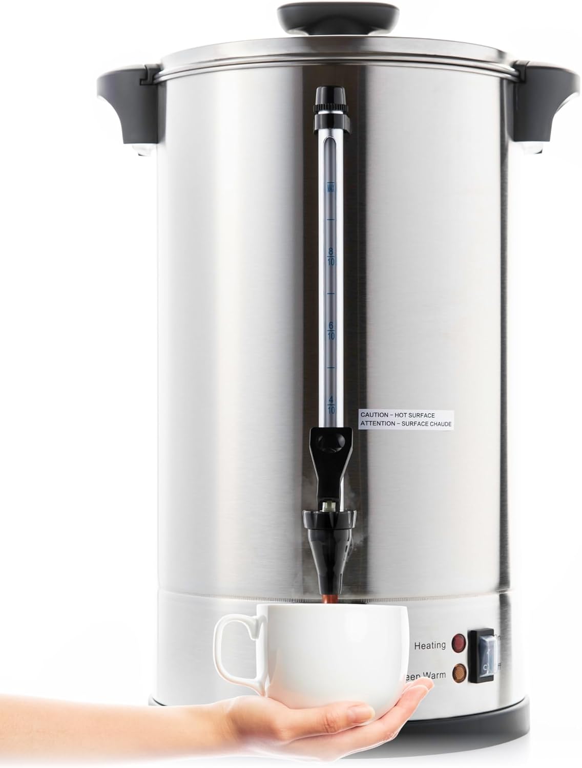 SYBO 6L Commercial Coffee Maker, Stainless Steel Coffee Urn With Cool-Touch Handles, Electric Coffee Pot Hot Beverage Dispenser, Quick-Brewing Coffee Urn, For Events,Party & Catering - 45 Cup