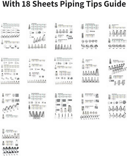 Piping Tips Practice Board Guide Paper Sheets 250+ Cake Decorating Tips Techniques Tutorial Patterns 74 Sheets/Set