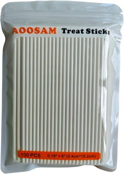 6 INCH Cake Pop Lollipop Sticks, 100 Count, (Dia 4mm, Thick 5/32") Sucker Sticks for Truffles, Cookies, Candy, Chocolate Pop, Cake Topper (Not Craft Wood)