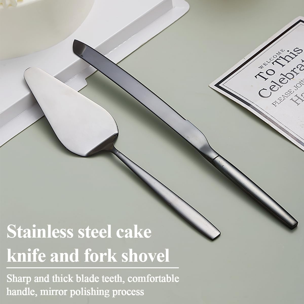 Evanda Wedding Cake Knife and Server Set, Cake Cutte Pie Server for Everyday, Wedding and Birthdays, Dishwasher Safe