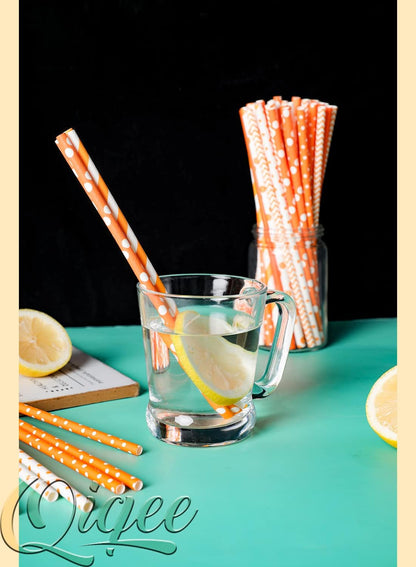 Pink Paper Straws 150pcs Disposable Straws Bulk (10 Pattern) qiqee