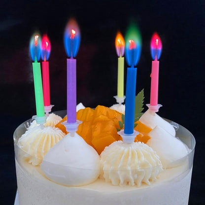 Colorflame Multicolor Birthday Cake Candles Happy Birthday Candles Colorful Candles Holders Party Gathering, Unscented (12pcs)