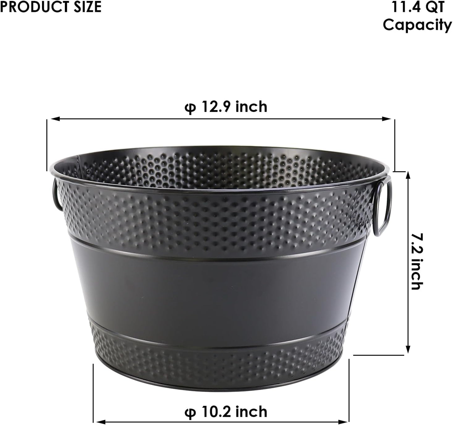 Metal Ice Bucket Galvanized Beverage Tub, Drink Buckets Large Cooler for Wine Beer Champagne Cocktails for Catering, Bars, Parties, Outdoor Events (Black-1PC)