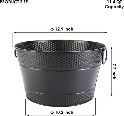 Metal Ice Bucket Galvanized Beverage Tub, Drink Buckets Large Cooler for Wine Beer Champagne Cocktails for Catering, Bars, Parties, Outdoor Events (Black-1PC)