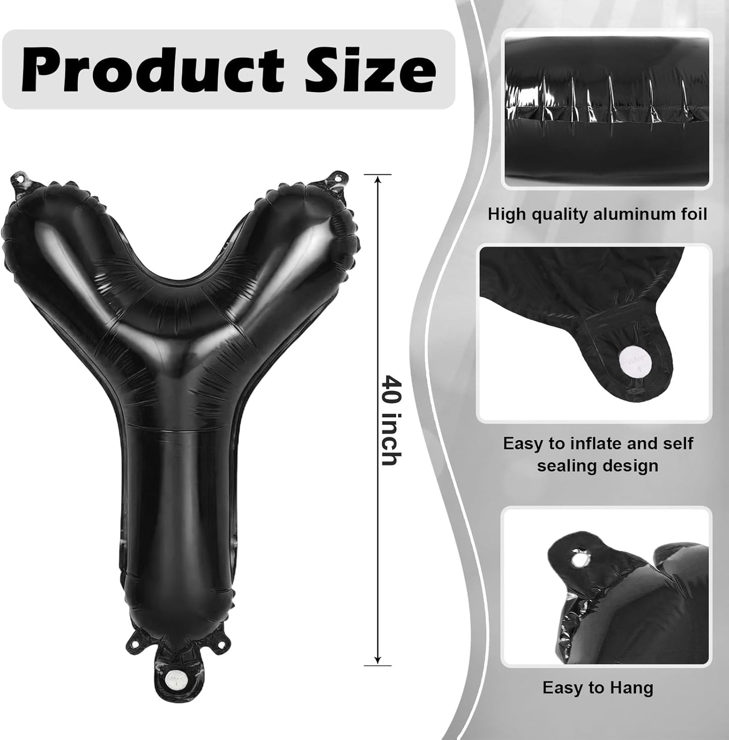 Black Letter A Balloons, 40 Inch Large Foil Letter Balloons, Custom Phrase Balloon for Birthday Party Wedding Anniversary Decoration (Black A)