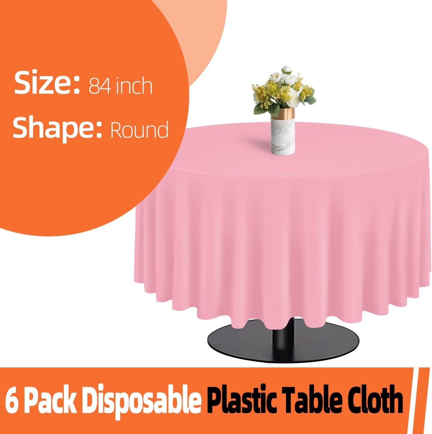 tujol Royal Blue 6 Pack Plastic Table Cloth 54" x 108", Disposable Tablecloths Rectangle Table Cover, Plastic Tablecloths for Parties
