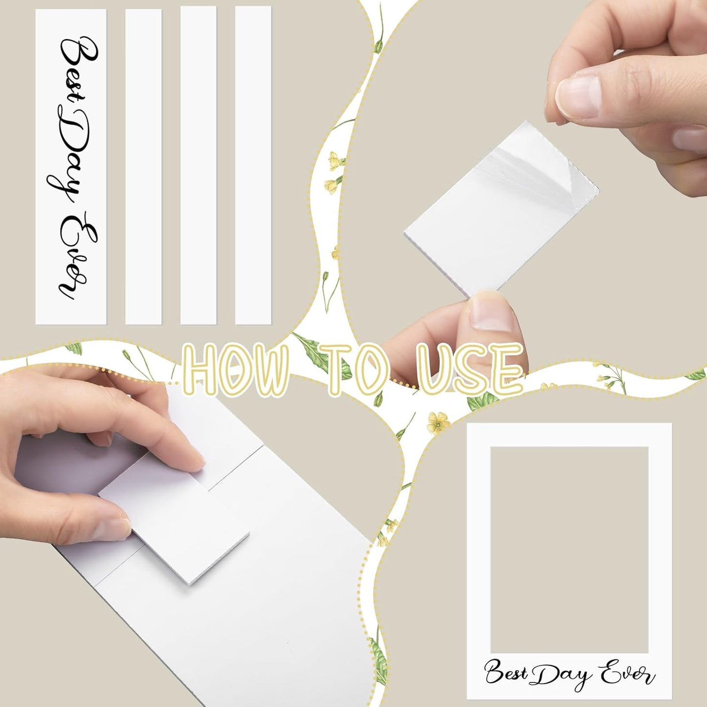 BreezeHug 32 x 24 Inch Large Wedding Photo Booth Props Frame DIY PVC Cutouts Photo Booth Selfie Frame for Wedding Bridal Shower Baby Shower Anniversary Party Supplies Decorations(Eucalyptus)