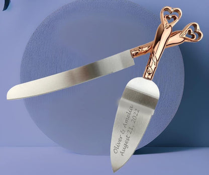 GIFTS INFINITY Personalized Wedding Cake Knife and Server Set with Engraving – Cake Cutting Utensil Set, Keepsake Gift for Wedding, Anniversary, Reception, Birthday & Other Occasions (CH-101WB)