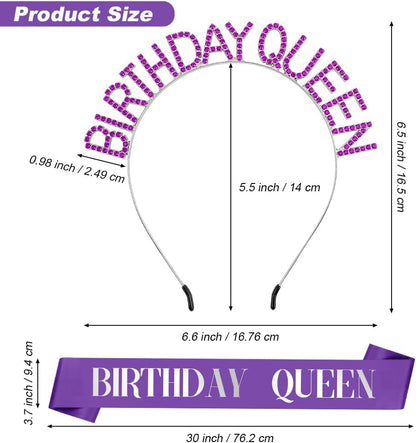 Birthday Sash & Crown for Women - Tiara Headband, Girls' Decorations Accessories