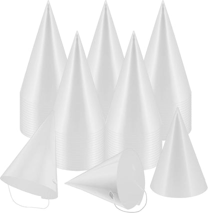 24 PCS Party Cone Hats DIY Birthday Paper Cone Hats for Kids and Adults Birthday, Baby Shower, Bridal Shower