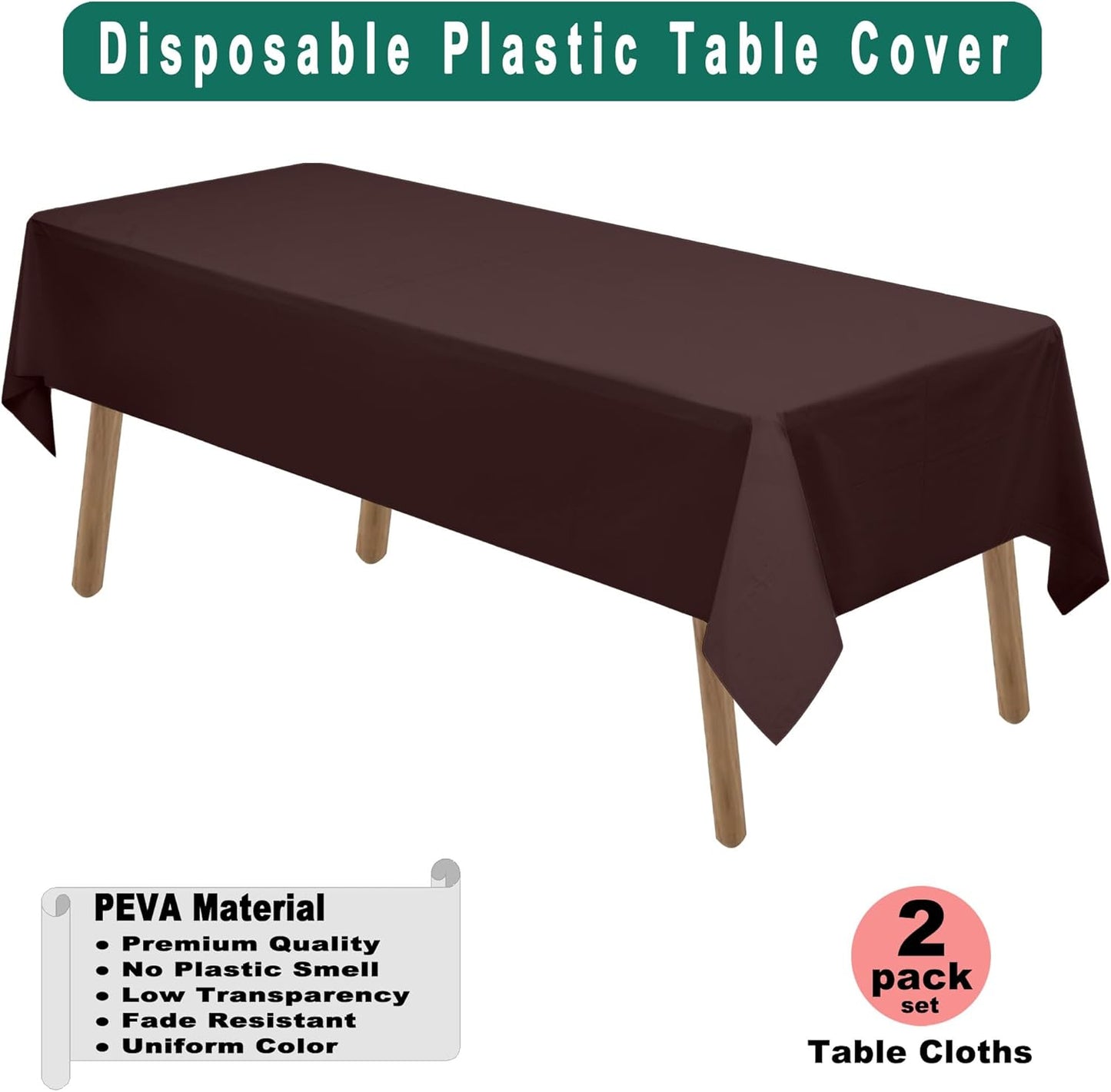 PARTY ULYJA White Plastic Tablecloths 2 Pack Disposable Table Covers 54 x 108 Inch Bridal Shower PEVA Vinyl Table Cloths for Picnic Birthday Wedding Banquet Parties 8 ft Rectangle Table Use