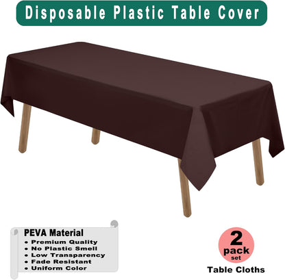 PARTY ULYJA White Plastic Tablecloths 2 Pack Disposable Table Covers 54 x 108 Inch Bridal Shower PEVA Vinyl Table Cloths for Picnic Birthday Wedding Banquet Parties 8 ft Rectangle Table Use