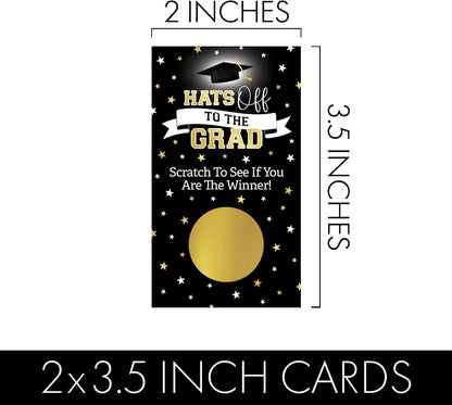DISTINCTIVS Scratch Off Graduation Party Game, Black and Gold, Graduation Games for Parties Class of 2026, 30 Cards