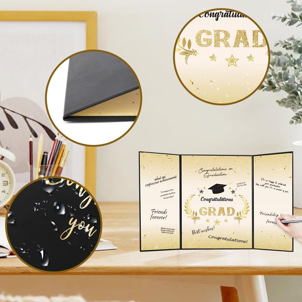 Graduation Decorations 2026, Black Gold Graduation Guest Book, Class of 2026 Grad Guestbook for Graduates Signature Congrats Grad Graduation Party Decorations Favors Supplies Gifts Idea Table Decor