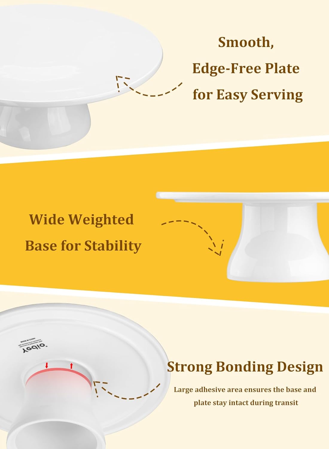 12 inch Porcelain Cake Stand, Round Dessert Stand, Cupcake Stand for Birthday Parties, Weddings, Baby Shower and Other Events, White