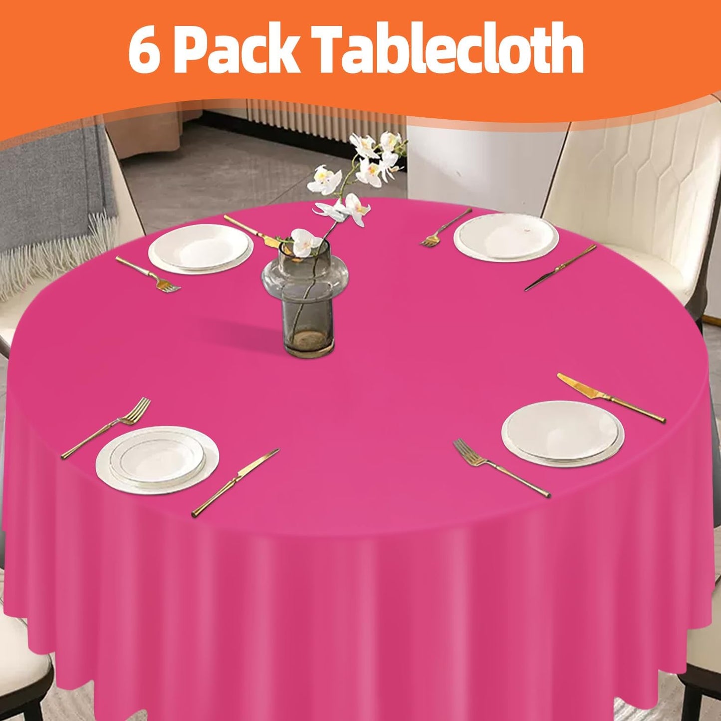 tujol Royal Blue 6 Pack Plastic Table Cloth 54" x 108", Disposable Tablecloths Rectangle Table Cover, Plastic Tablecloths for Parties