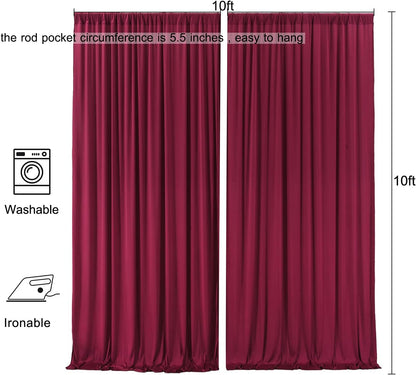 10ftx10ft Black Backdrop Curtains for Weddings Parties, Wrinkle Free 2 Panels Silky Polyester Photo Backdrop Drapes Back Drop Cloth Drapery for Birthday Mother'sDay Photography Background