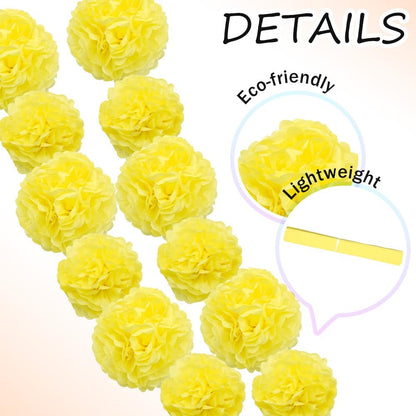 Yosawa 12 Pcs Tissue Paper Pom Poms Flowers,10''12''Paper Flower Party Decorations for Wedding Birthday Baby Shower Baby Girl Room Nursery Decoration（Sky Blue/ZH）