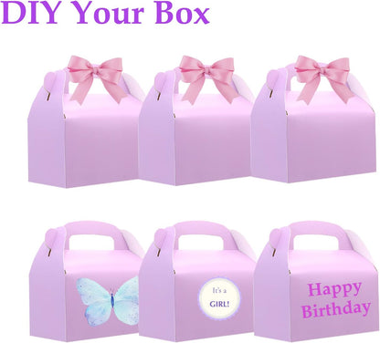 30-Pack Yellow Party Favor Treat Boxes, Goodie Candy Box, Gable Paper Gift Boxes with Handles Perfect for Construction and Chic Yellow Submarine Party Decoration Supplies