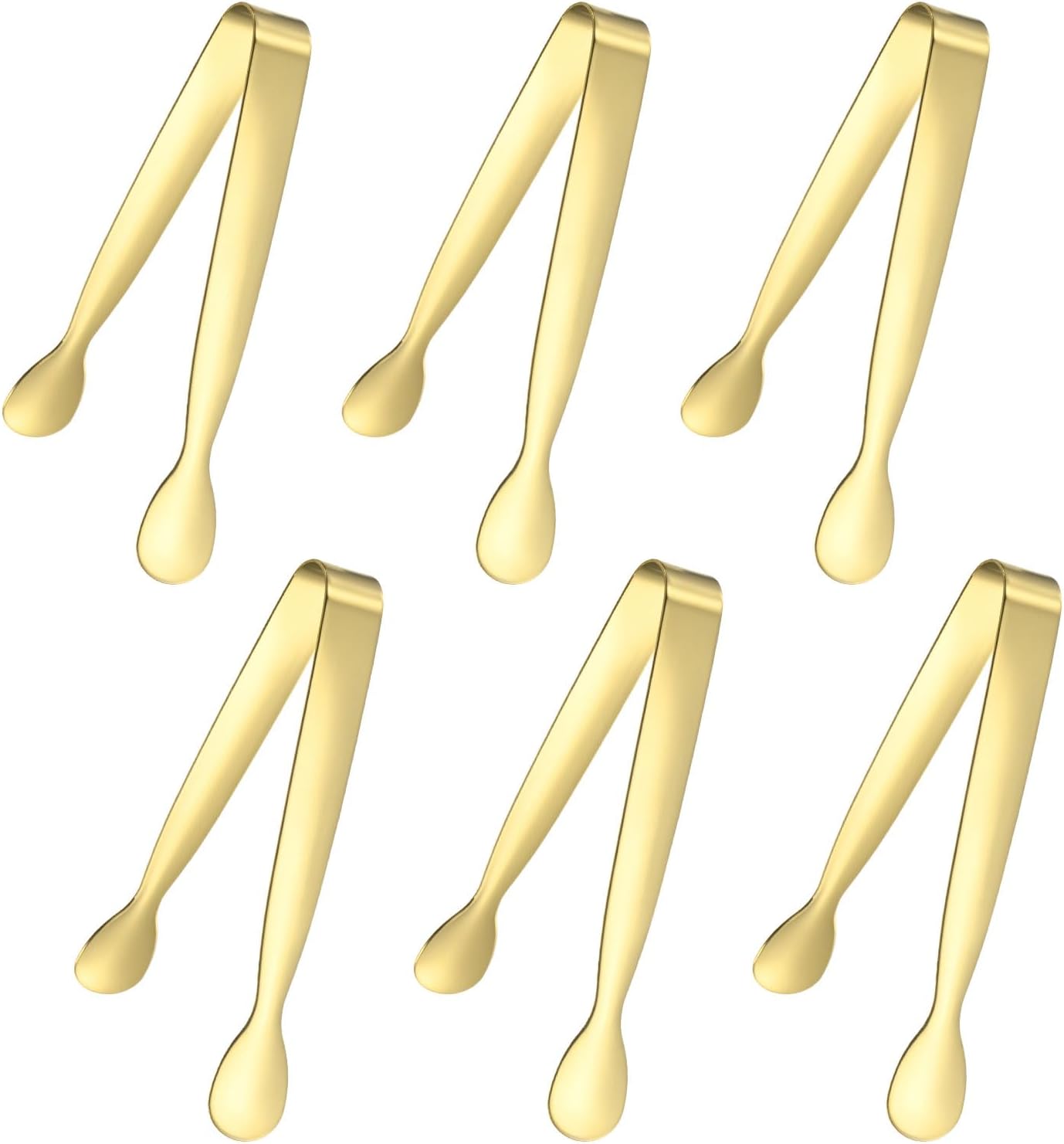 M METERXITY 12-Pack Mini Serving Tongs, 4.3 Inch 304 Stainless Steel Mini Sugar Cube Ice Tongs for Tea and Coffee Party/Outdoor Activities, Small U-shaped Metal Accessories [Colorful]