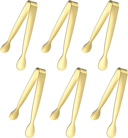 M METERXITY 12-Pack Mini Serving Tongs, 4.3 Inch 304 Stainless Steel Mini Sugar Cube Ice Tongs for Tea and Coffee Party/Outdoor Activities, Small U-shaped Metal Accessories [Colorful]