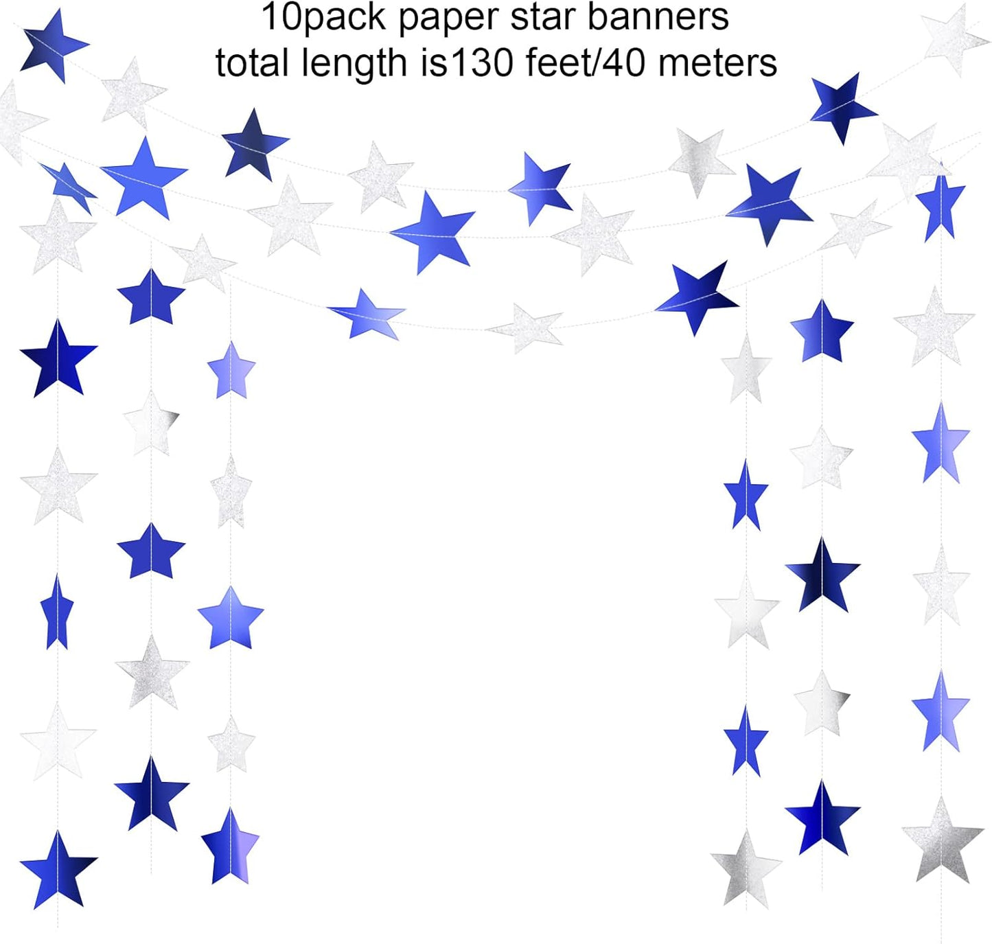Patelai Glitter Star Garland Banner 2026 Graduation Decor 130 Feet Star Hanging Banner Twinkle Backdrop for Party Birthday Classroom Wedding Supplies(Gold)