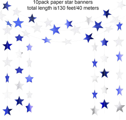 Patelai Glitter Star Garland Banner 2026 Graduation Decor 130 Feet Star Hanging Banner Twinkle Backdrop for Party Birthday Classroom Wedding Supplies(Gold)