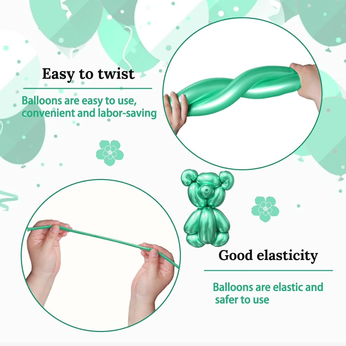 260 Clear Long Balloons for Animals, Thickening Skinny Latex Twisting for Arch Modeling Magic Clown Birthday Wedding Party Decorations 100pcs