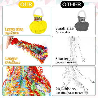 No Mess Streamers,16 Pack Hand Throw Streamers Colorful Party Streamer Poppers No Mess Confetti Poppers Party Poppers for Graduation Birthday Wedding Retirement Celebrations Baby Shower Party Favors