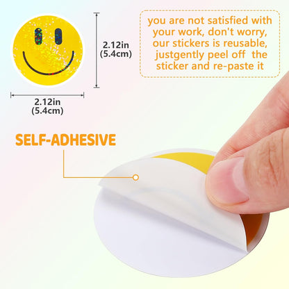 50PCS Smiling Stickers, Cute Water Bottle Stickers for Kids, for Teaching Rewards, Notebooks, Stationery, Luggage, Cartoon PVC Happy Stickers