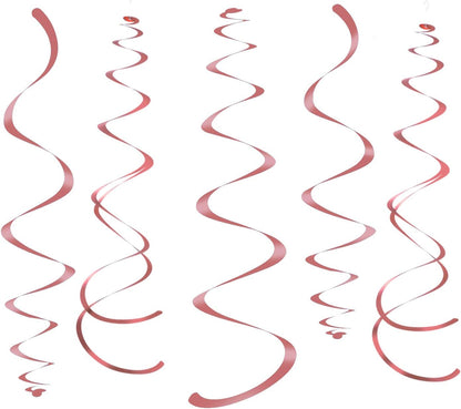 Gold Party Hanging Swirl Decorations Plastic Streamer for Ceiling, Pack of 28