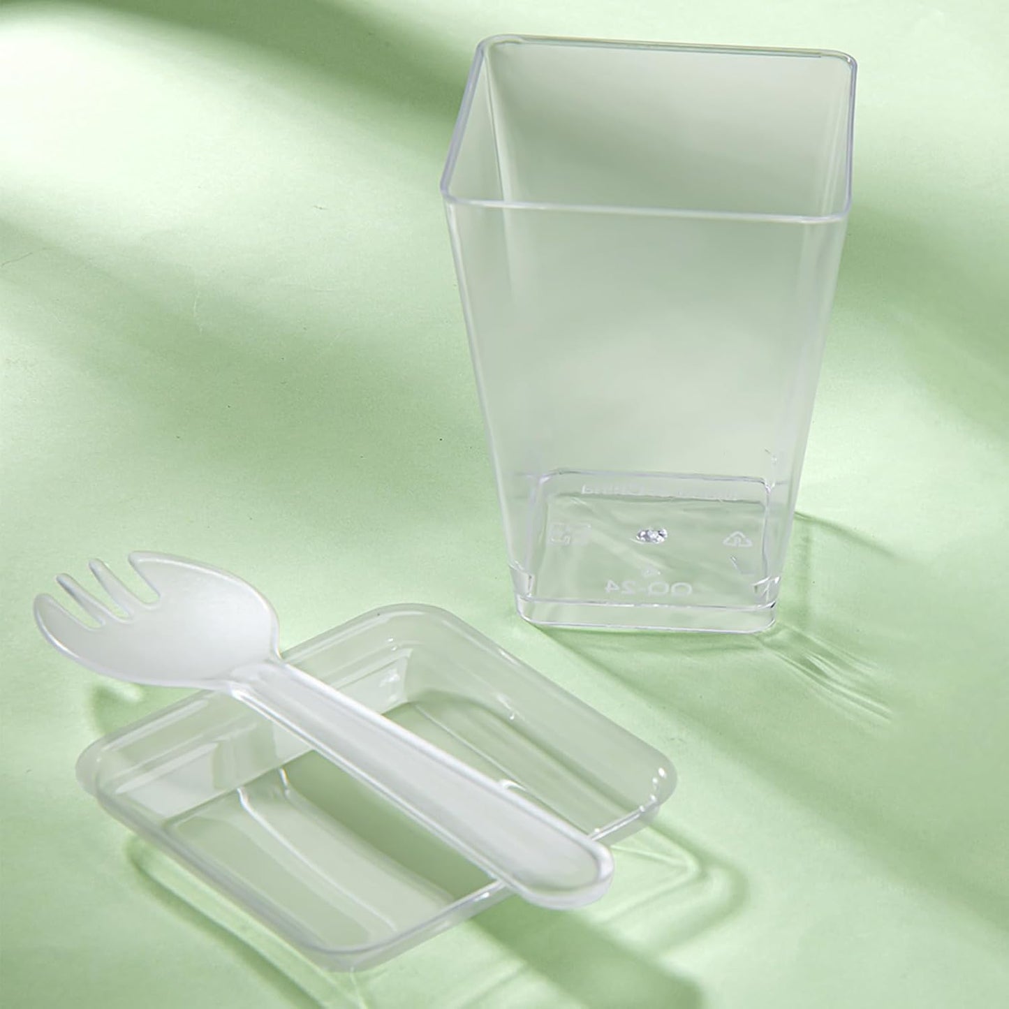 100 Pack Clear Dessert Cups with Lids and Spoons, 5.4oz Mini Dessert Cups Reusable Square Parfait Cup for Party Appertizer, Christmas