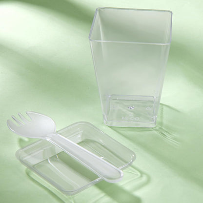 100 Pack Clear Dessert Cups with Lids and Spoons, 5.4oz Mini Dessert Cups Reusable Square Parfait Cup for Party Appertizer, Christmas