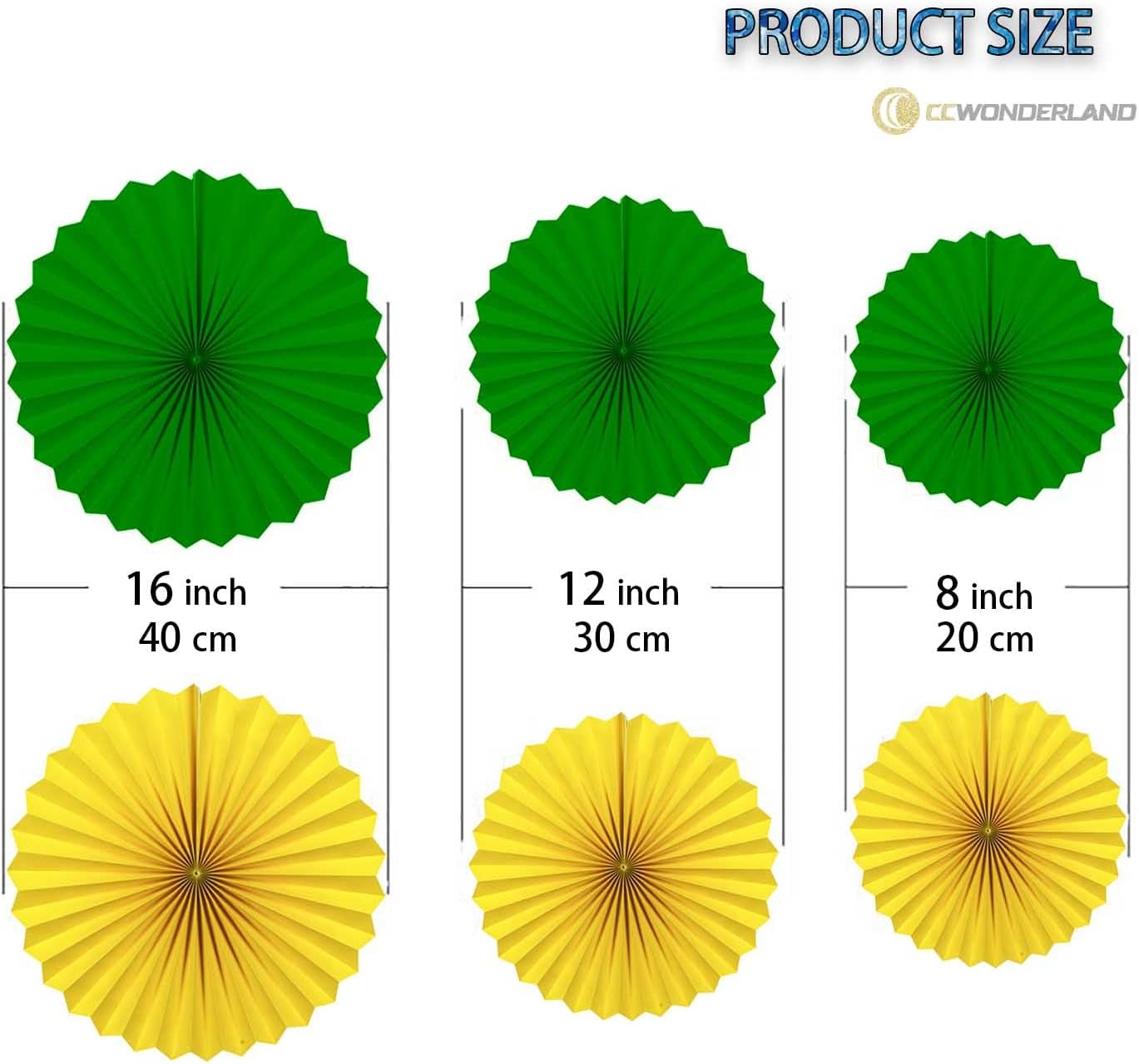 Navy Blue and Yellow Round Party Hanging Paper Fans Decorations Set, Pack of 6
