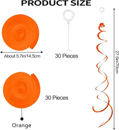 30 Pieces Hanging Swirl Party Decorations Foil Decorations Ceiling Swirl Spiral Hanging Plastic Streamer for Ceiling Birthday Graduation Wedding Celebration Baby Shower Party Supply (Black)