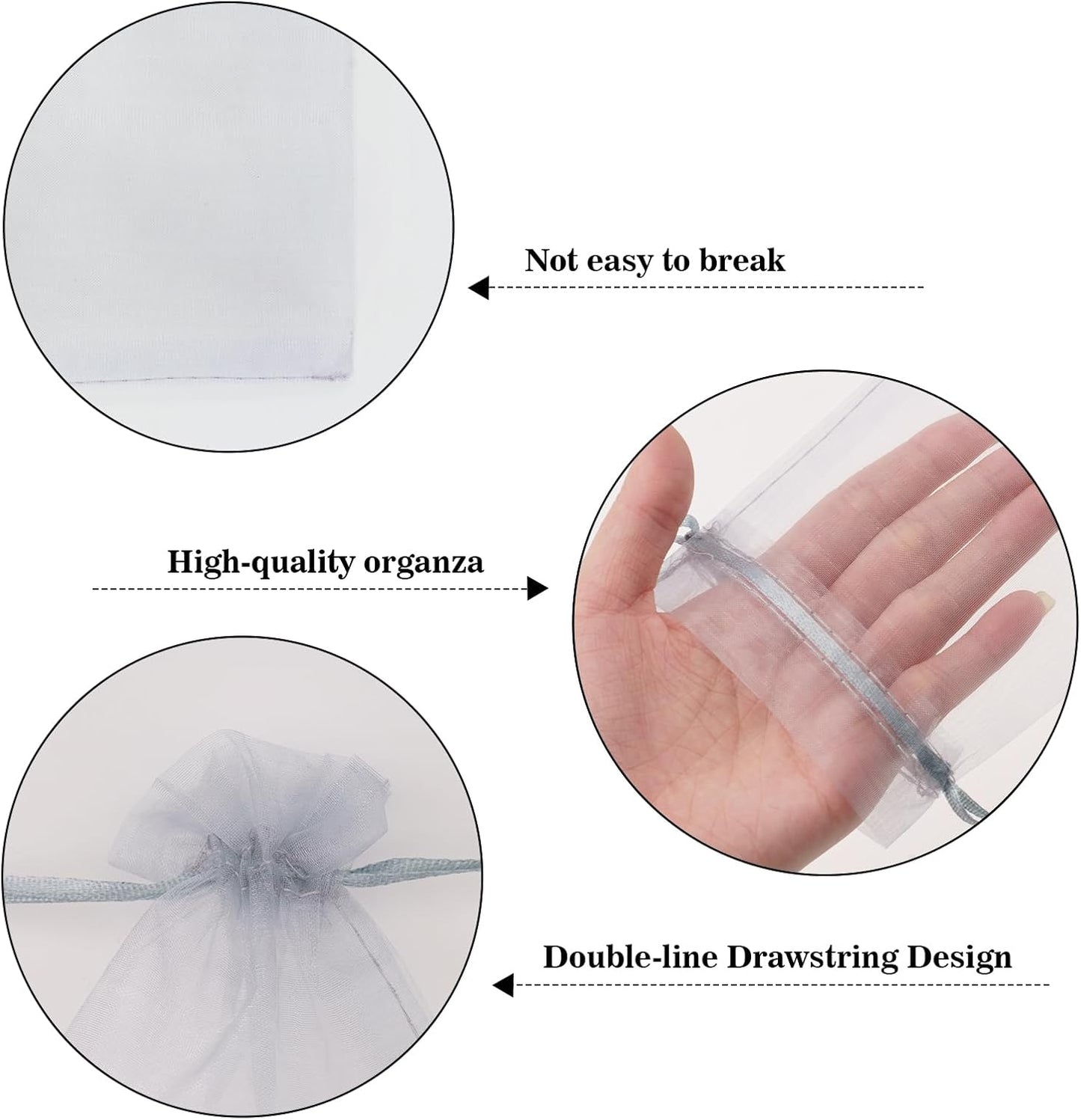 joycraft 50Pcs Organza Bags, 2x3 inch Gift Favor Bags, White Wedding Favor Bags, Jewelry Pouches with Drawstring, Mesh Bags Drawstring for Jewelry, Festival, Makeup, Candy, Desserts
