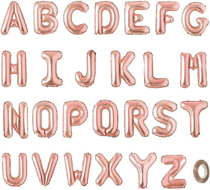 52 Pcs Gold Letter Balloons Foil Alphabet A to Z Balloons Personalized Phrase Banner for Birthday Shower Wedding Party Supplies Custom Balloon Decor 16 Inch