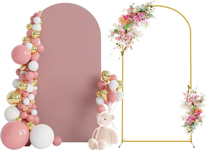 Wokceer 7.2 FT Wedding Arch Backdrop Stand and White Arch Cover, Metal Arch Stand with Arch Stand Cover for Birthday Party Wedding Ceremony Bridal Baby Shower Event Decor