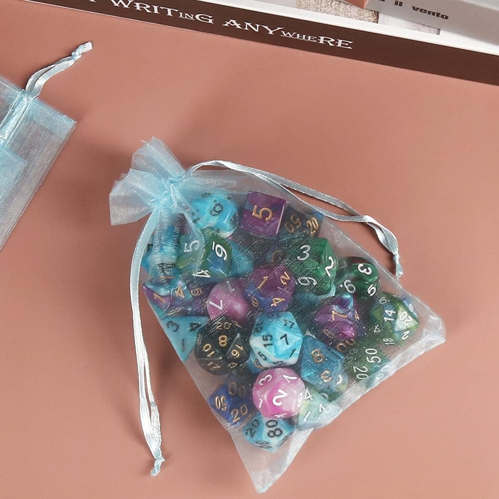 HRX Package 100pcs White Organza Bags, 4x6 inch Mesh Bags Drawstring Gift Bags Jewelry Pouches for Candy Wedding Favors Christmas