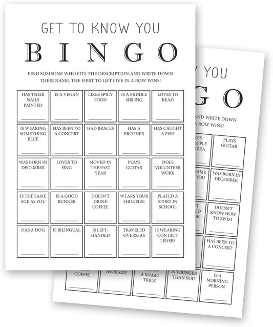 InvitationHouse Get to Know You Bingo Cards, Find Someone Icebreaker Game - Set of 30