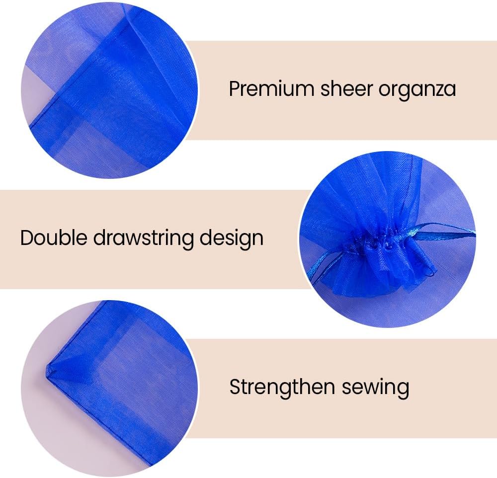 Meowoo 100PCS Organza Bags, 3x4in Small Mesh Bags Drawstring for Jewelry, Candy, Christmas, Sachets, Festivals, Bathroom Soaps, Makeup Organza, Wrapping Supplies(mixedcolor)