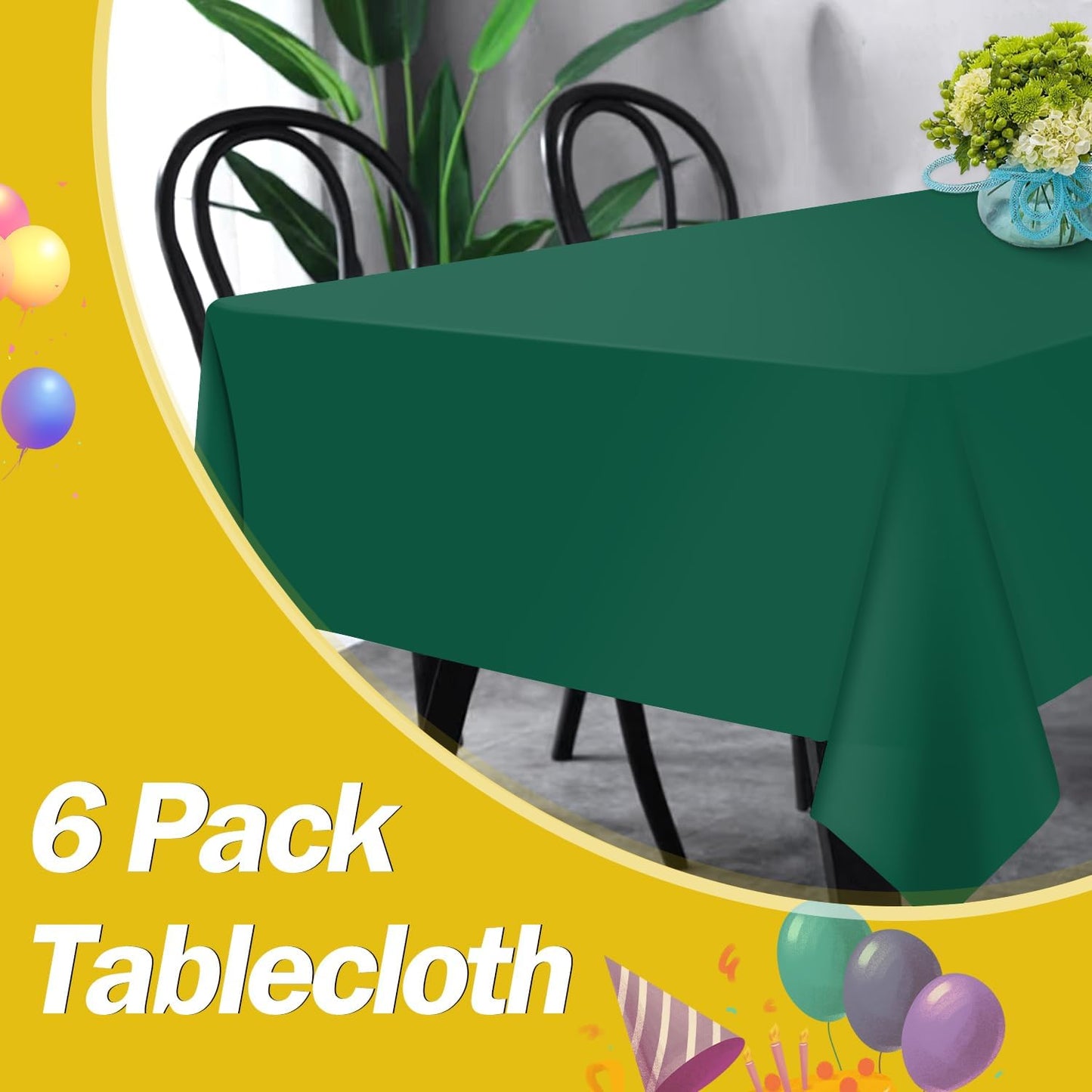 tujol Royal Blue 6 Pack Plastic Table Cloth 54" x 108", Disposable Tablecloths Rectangle Table Cover, Plastic Tablecloths for Parties