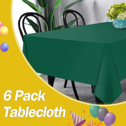 tujol Royal Blue 6 Pack Plastic Table Cloth 54" x 108", Disposable Tablecloths Rectangle Table Cover, Plastic Tablecloths for Parties